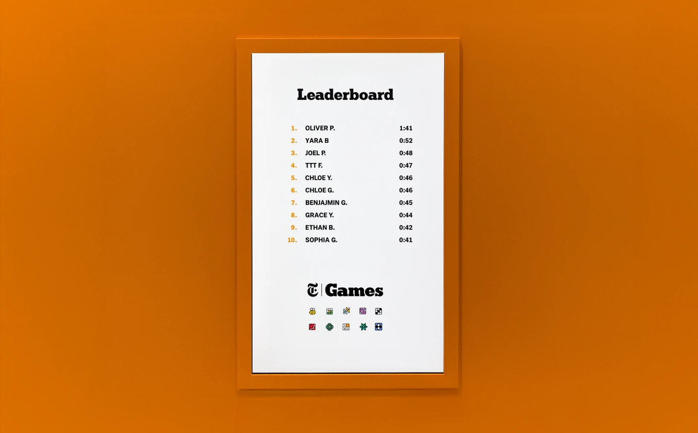 Top players were highlighted on a live leaderboard that continuously rotated through the top 100 scores, creating momentum and competition throughout the event.